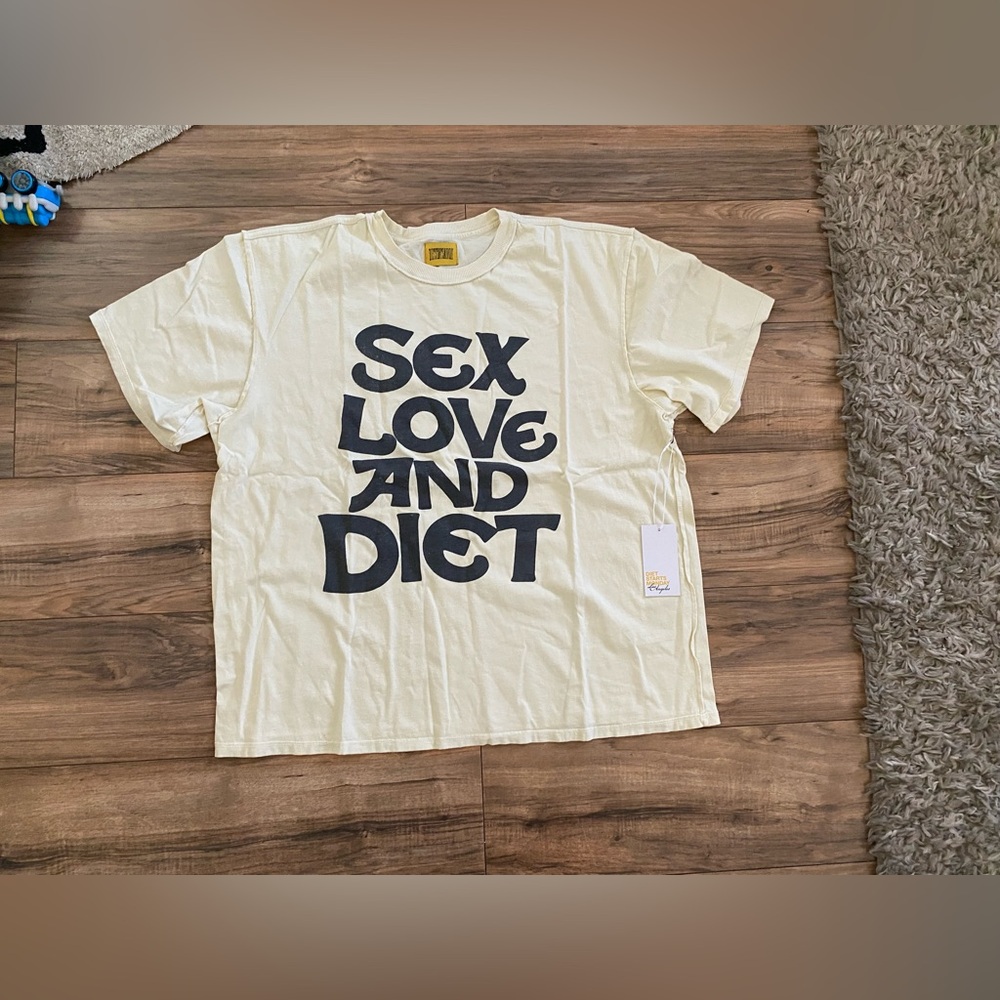 Diet Starts Monday - Off-White Beige Graphic Tee - Sex, Love, Diet